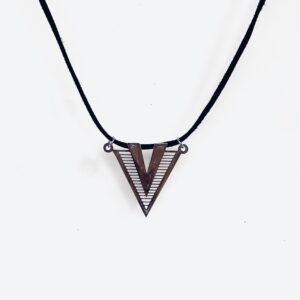 Suede Necklace with Triangular Surgical Steel Pendant