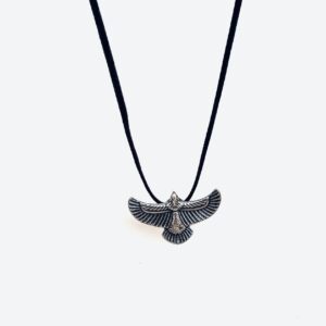 Suede Necklace with Eagle Surgical Steel Pendant