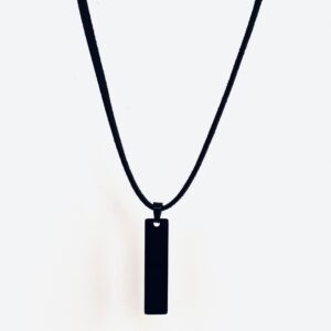 Suede Necklace with Black Rectangular Pendant