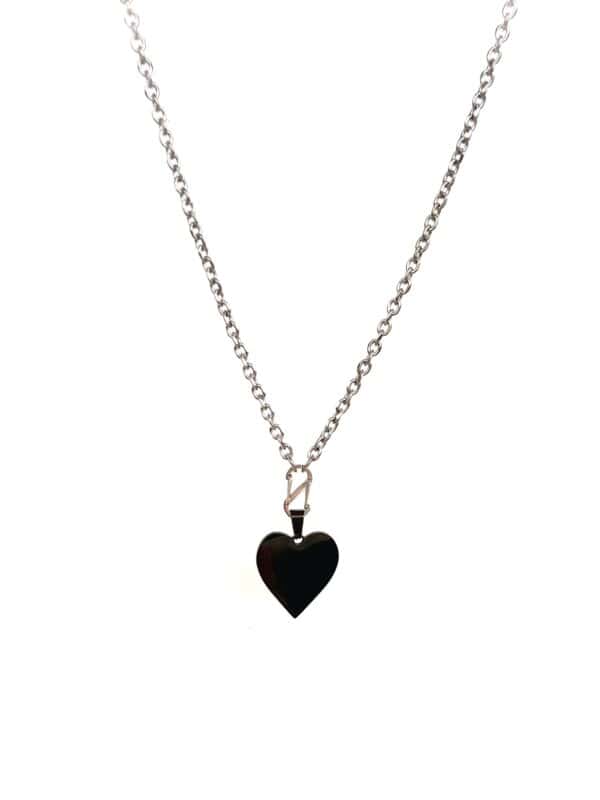 Surgical Steel Necklace with Black Heart Pendant