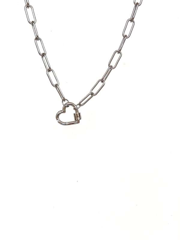 Surgical Steel Necklace with Heart Clasp and Strass Crystals